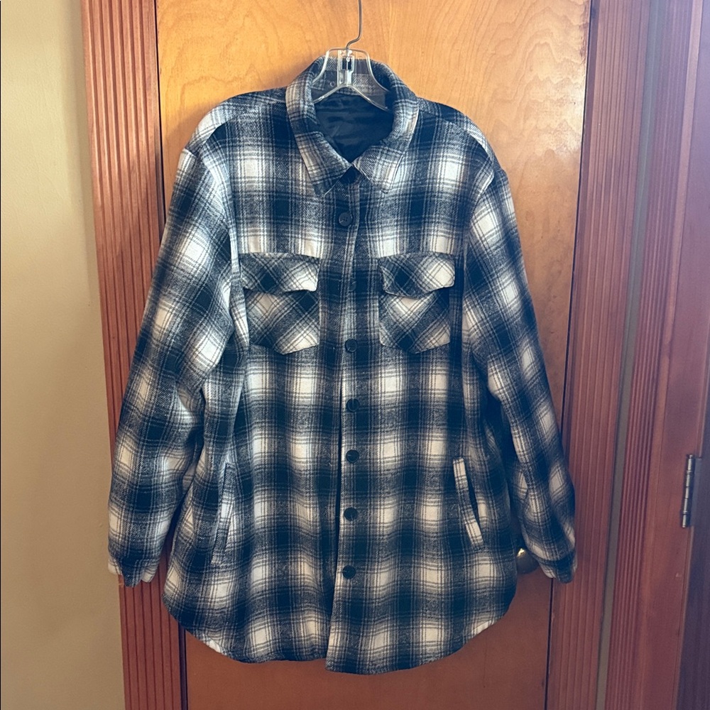 Plaid Button-Up Shirt Jacket or Shacket!